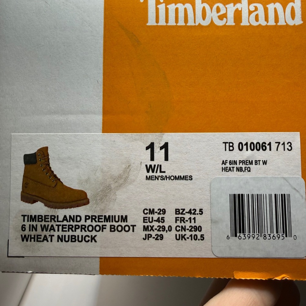 Timberland Men's Classic 6" Padded Waterproof Wheat Nubuck Leather Boot-Size 11W - Picture 9 of 9